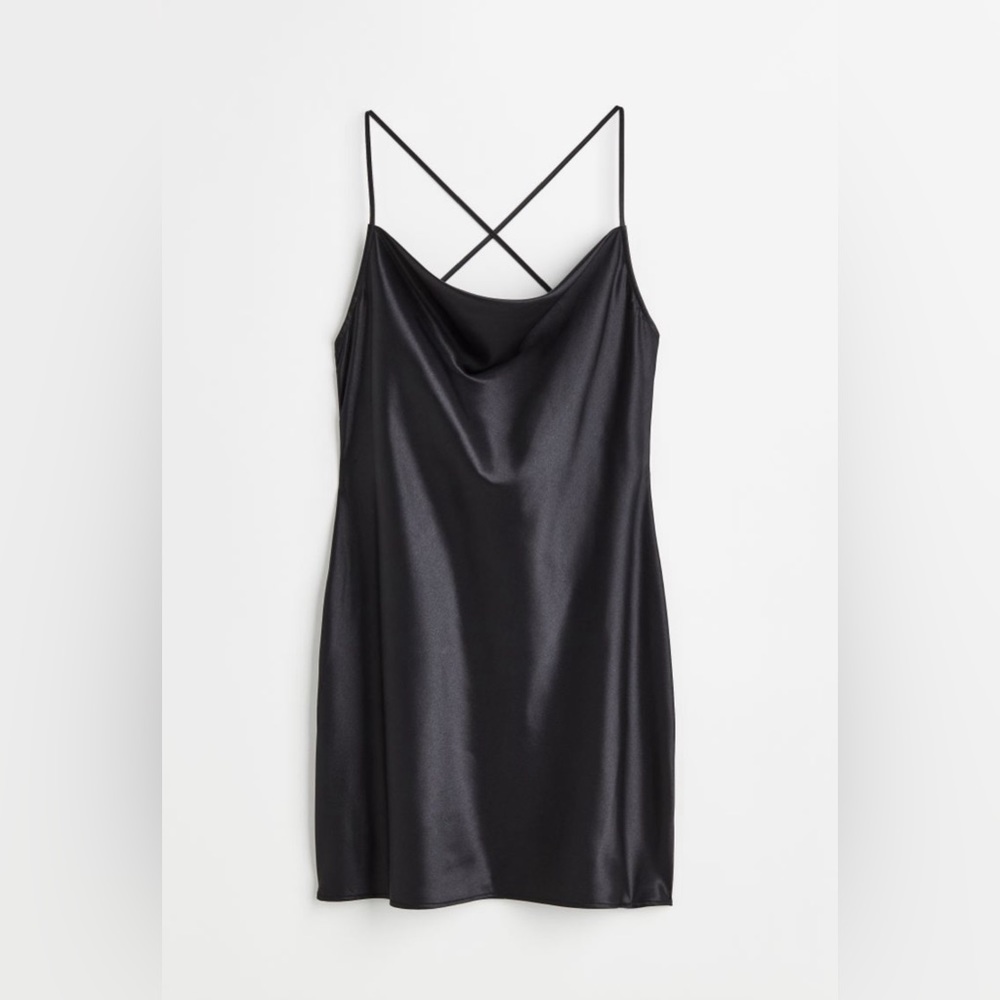 Brand new short satin slip dress. Slim fit with draped neckline and back.